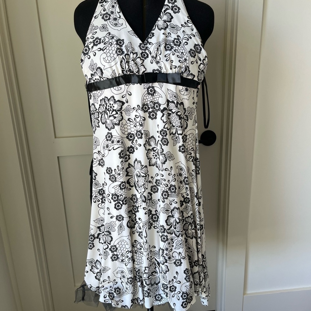 Vintage Black and White Halter Dress